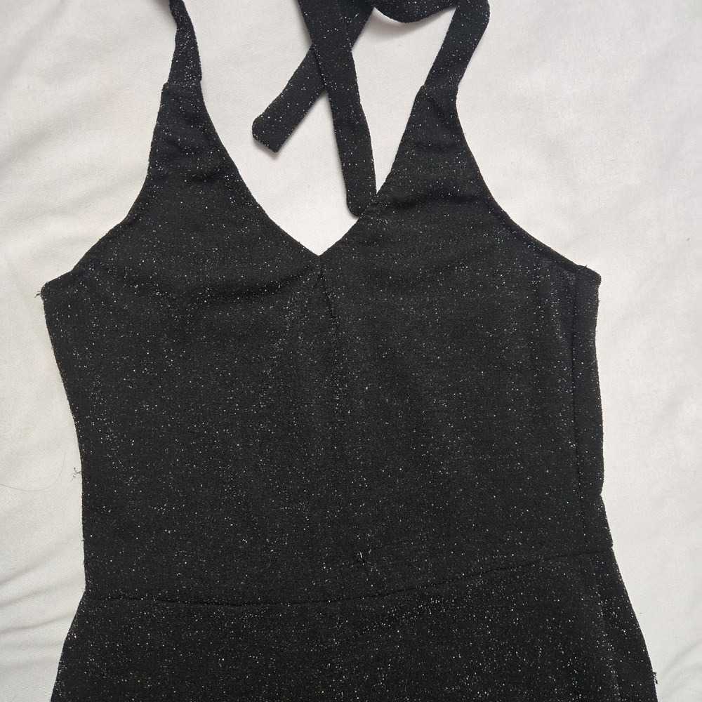 Sparkle Black Halter Jumpsuit